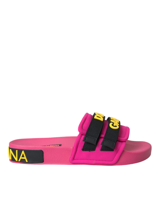 Dolce & Gabbana pink and black flat sandals in nylon blend
