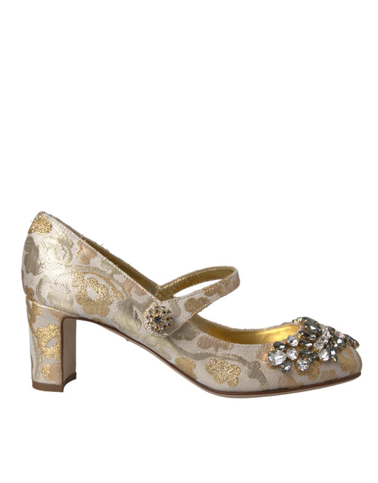 Dolce & Gabbana gold floral jacquard Mary Jane pumps