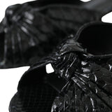 Dolce & Gabbana Black Exotic Leather Heels Slides Shoes