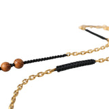 Dolce & Gabbana Black Gold Alua Wooden Beaded Logo Pendant