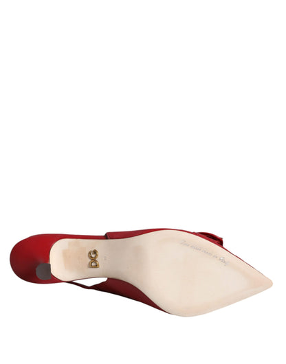 Dolce &amp; Gabbana Red Devotion Leather Heels Slingback Shoes