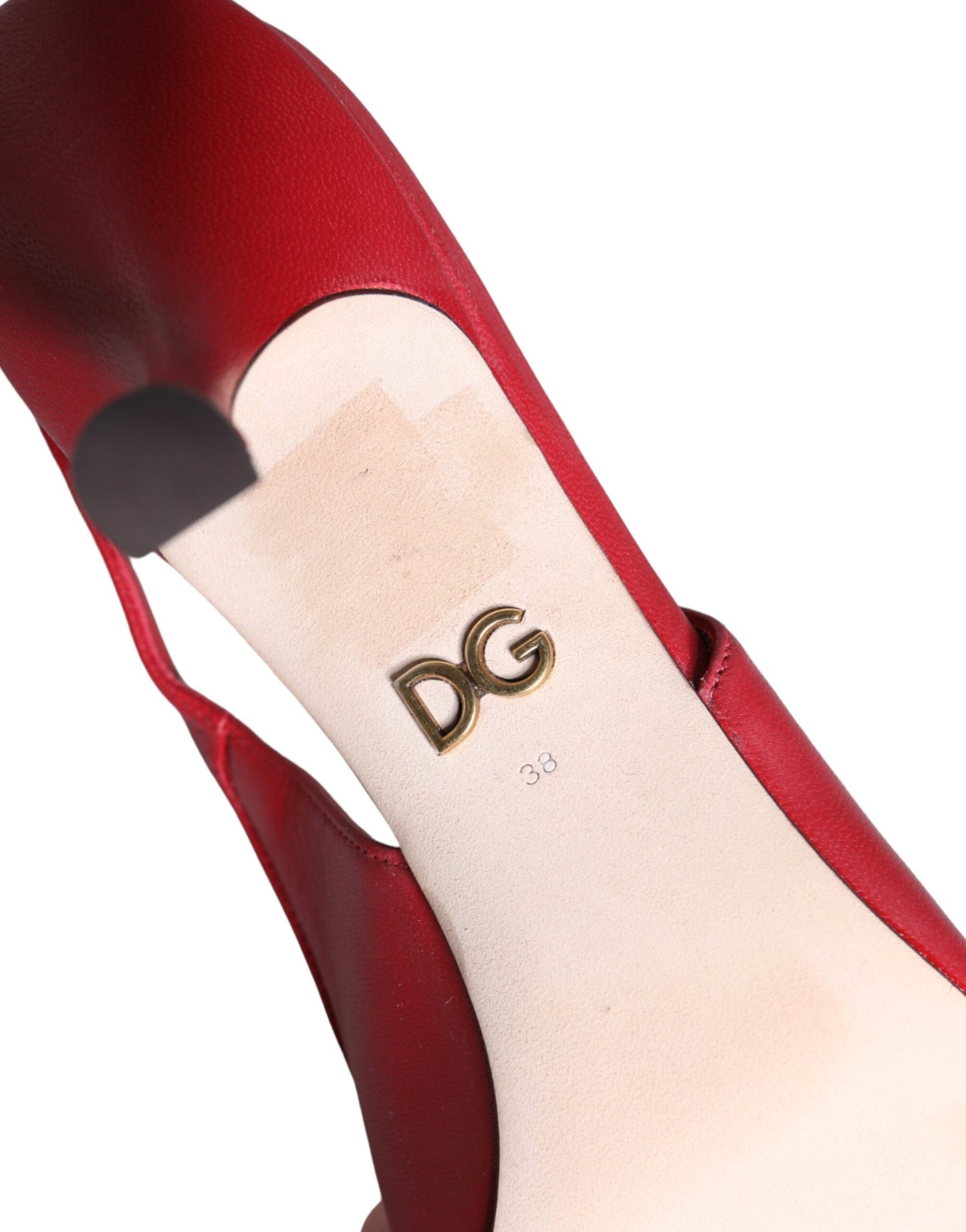 Dolce &amp; Gabbana Red Devotion Leather Heels Slingback Shoes