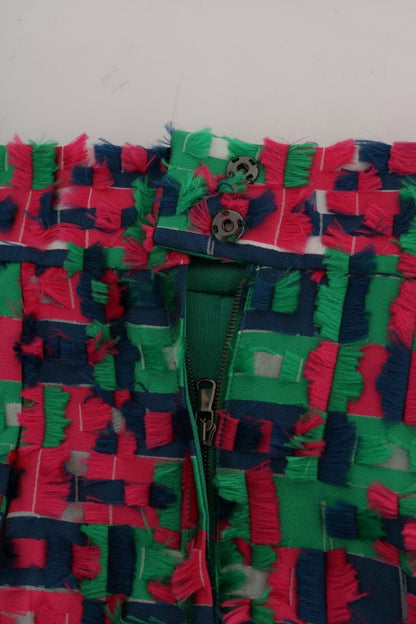 Dolce & Gabbana green, blue and pink jacquard pencil skirt in polyester and silk