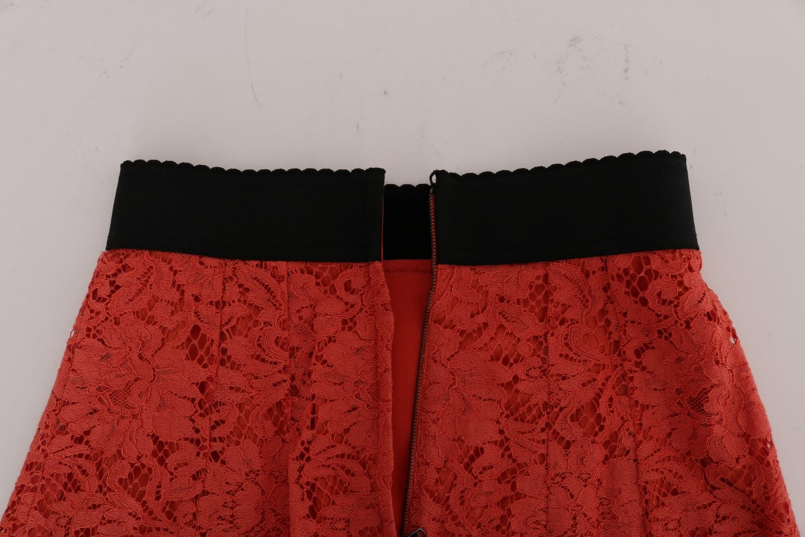 Orange Dolce & Gabbana macramé lace pencil skirt