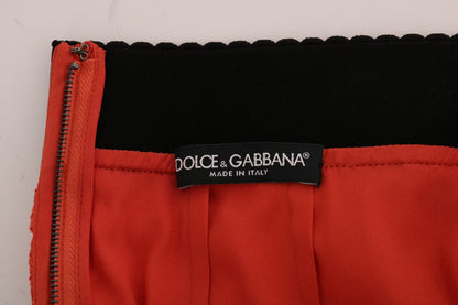 Orange Dolce & Gabbana macramé lace pencil skirt