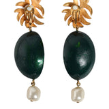 Dolce & Gabbana Red Watermelon Alua Gold Brass Crystal Clip Dangling Earrings