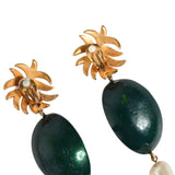 Dolce & Gabbana Red Watermelon Alua Gold Brass Crystal Clip Dangling Earrings