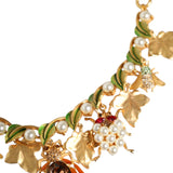 Dolce & Gabbana Gold Brass Alua Crystal Bug Charm Pendant Statement Necklace