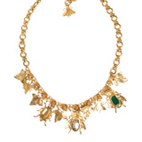 Dolce & Gabbana Gold Brass Alua Crystal Bug Charm Pendant Statement Necklace