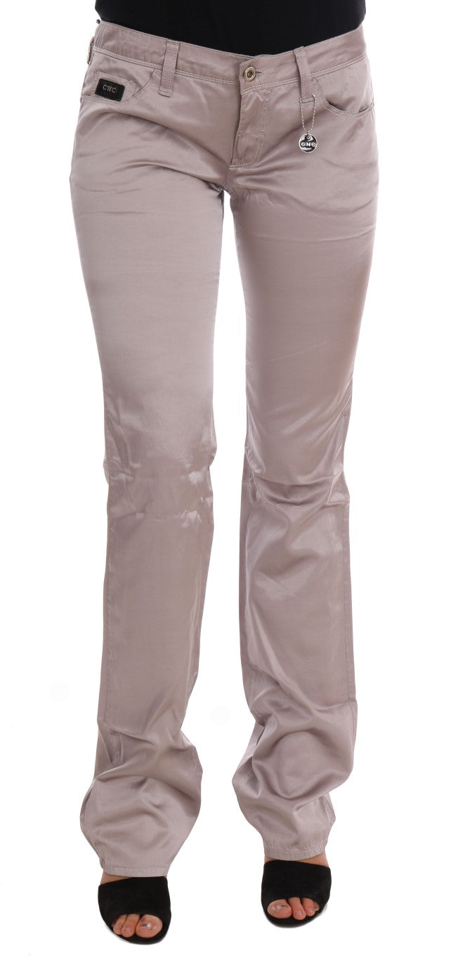 Beige slim fit jeans in cotton and rayon