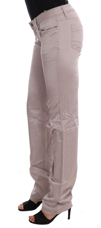 Beige slim fit jeans in cotton and rayon