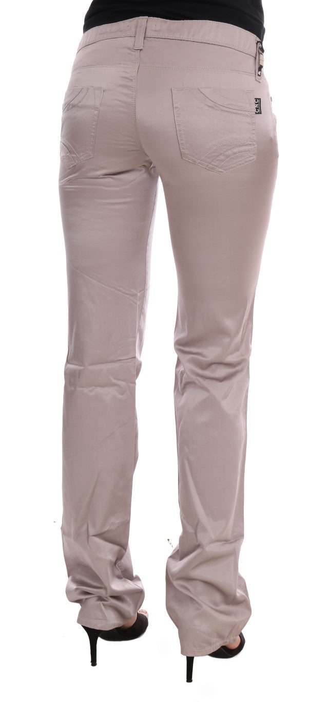 Beige slim fit jeans in cotton and rayon
