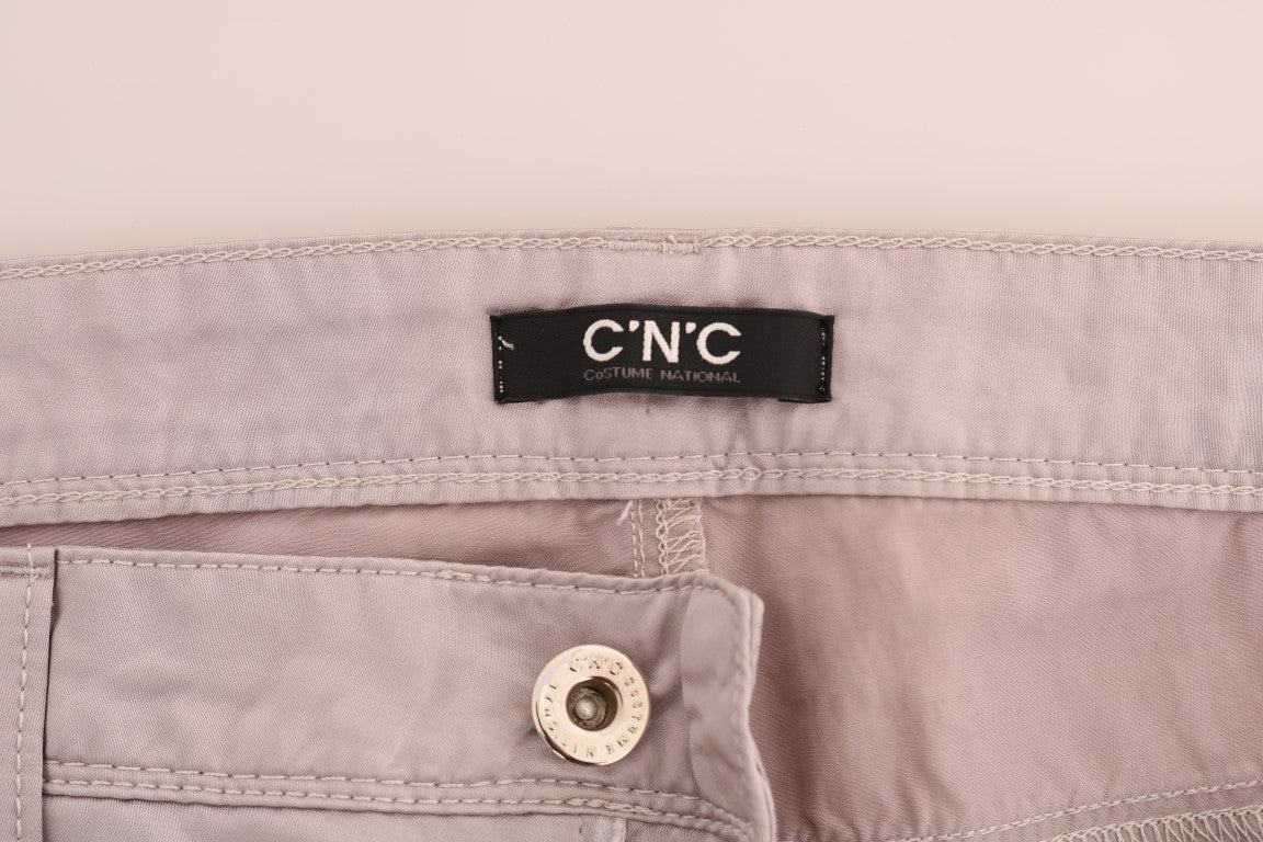 Beige slim fit jeans in cotton and rayon