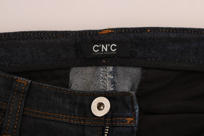 Dark blue Costume National C’N’C slim fit cotton jeans