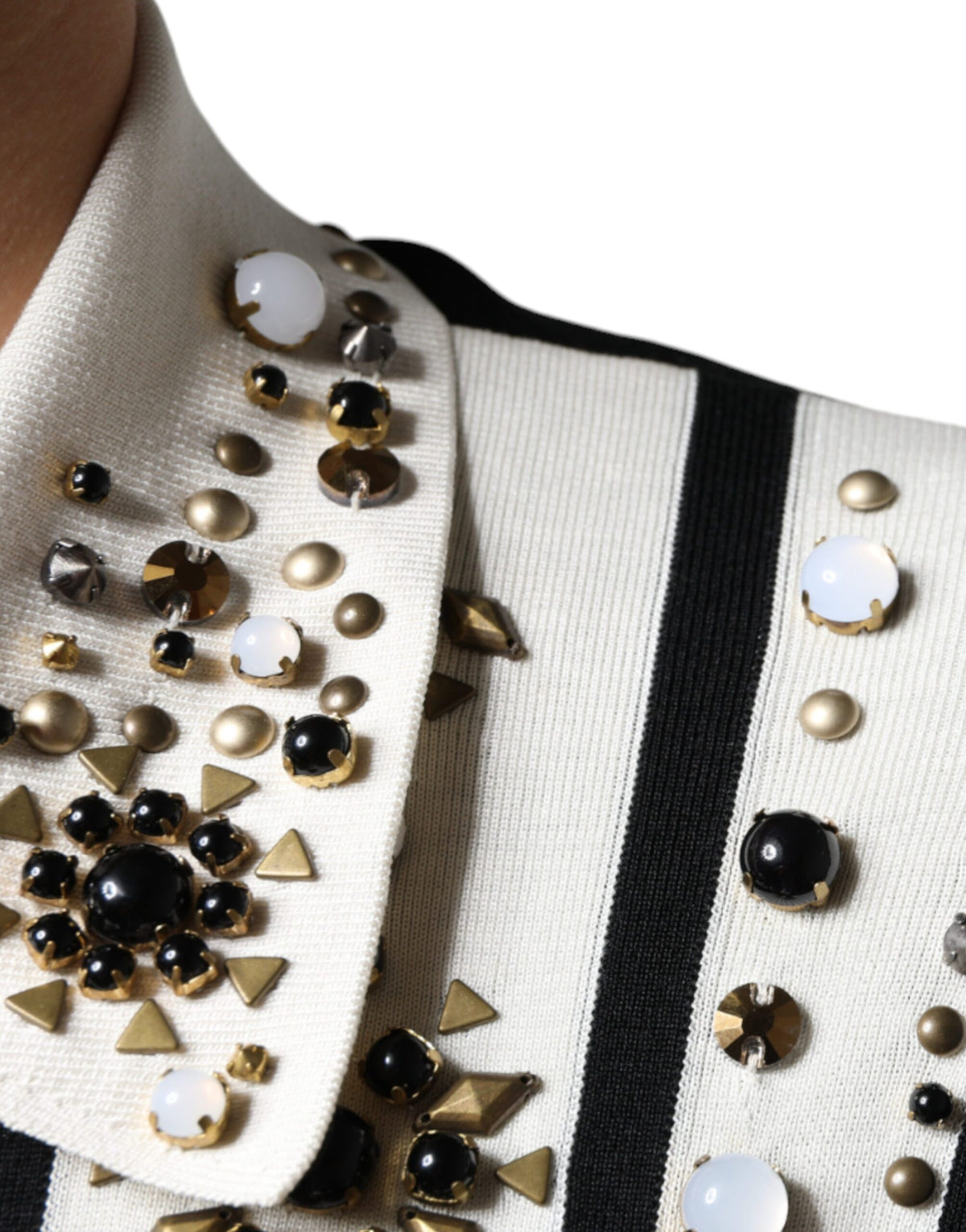 Dolce & Gabbana Crystal-Embellished Silk Shirt – Black/White