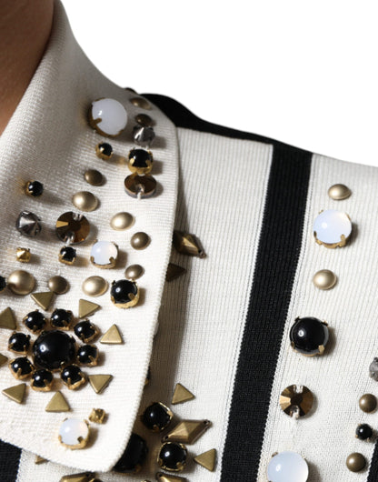 Dolce & Gabbana Crystal-Embellished Silk Shirt – Black/White