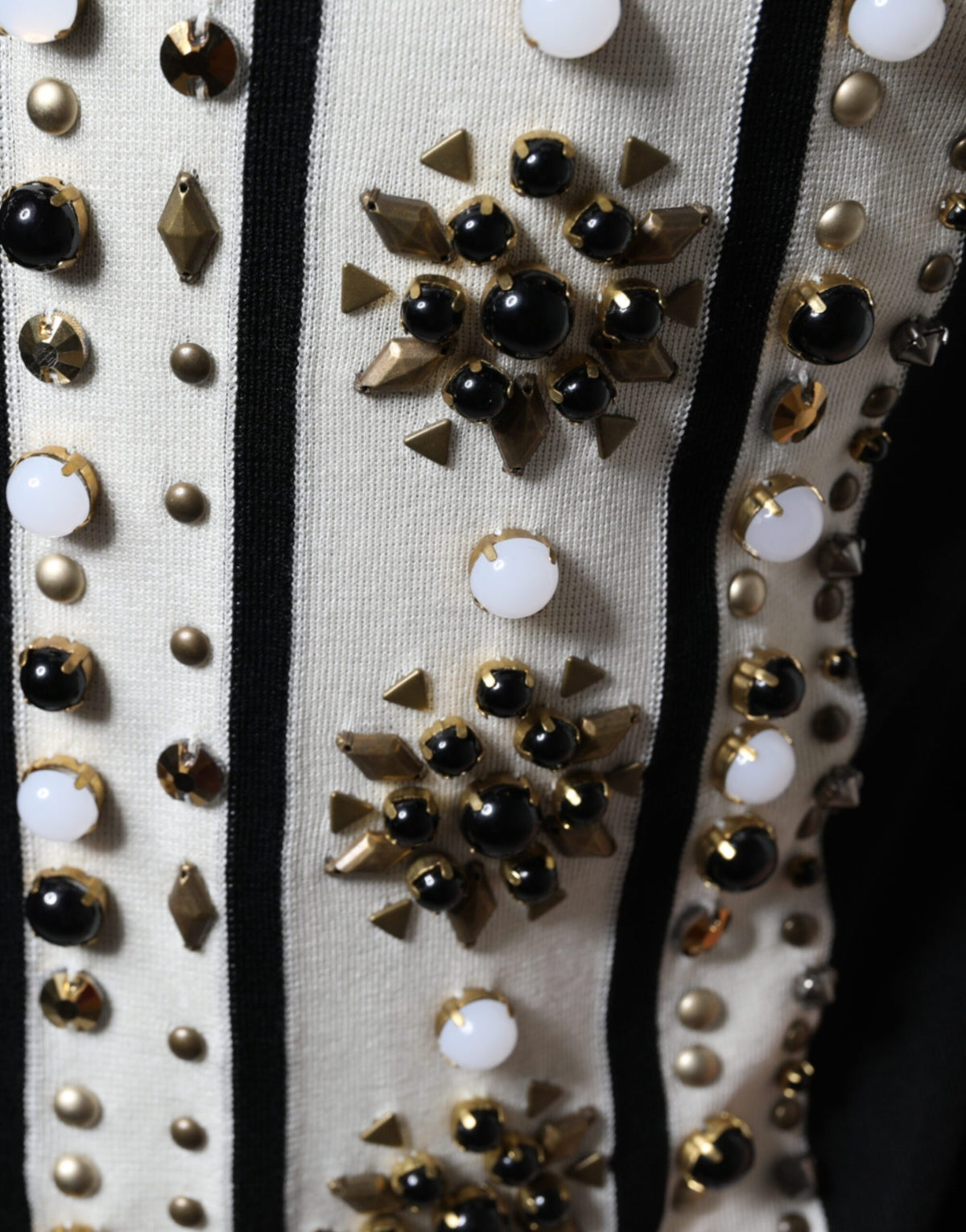 Dolce & Gabbana Crystal-Embellished Silk Shirt – Black/White