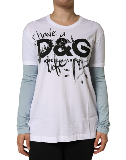 White Dolce & Gabbana cotton T-shirt with DG logo print