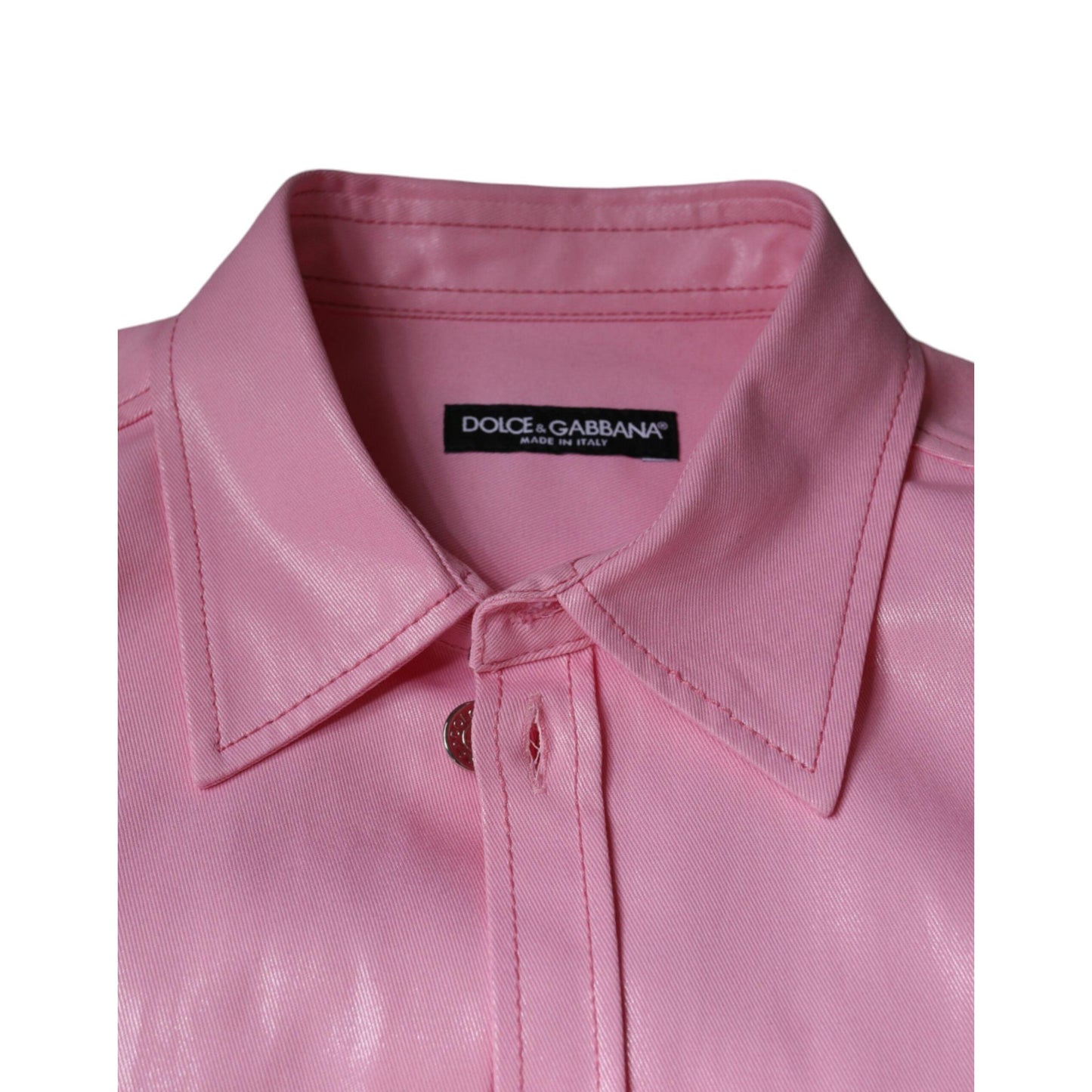 Dolce & Gabbana Pink Cotton Collared Button Down Shirt