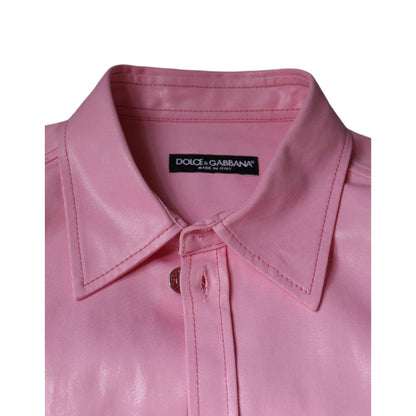 Dolce & Gabbana Pink Cotton Collared Button Down Shirt