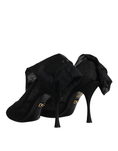 Dolce & Gabbana black silk stretch mesh sock boots