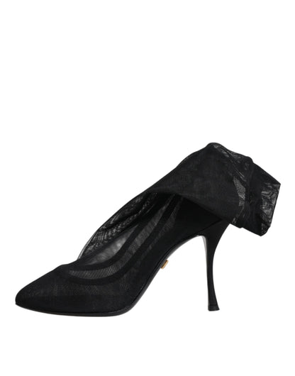 Dolce & Gabbana black silk stretch mesh sock boots