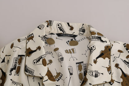 Dolce & Gabbana white silk shirt with JAZZ motif print