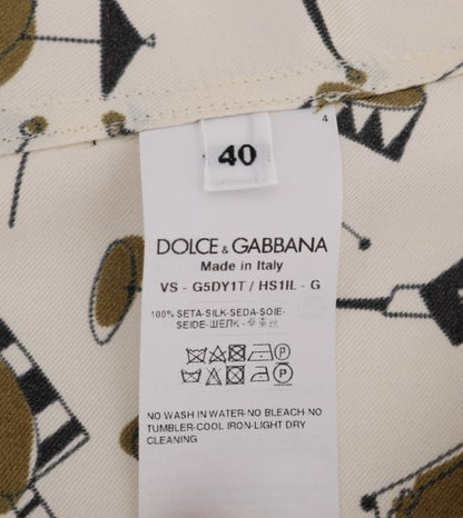 Dolce & Gabbana white silk shirt with JAZZ motif print
