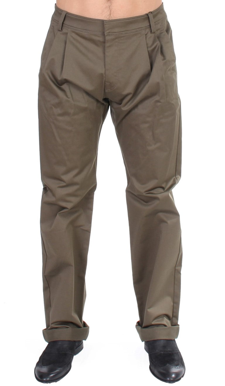 GF Ferre Green Cotton Stretch Pants