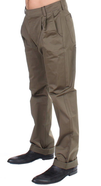 GF Ferre Green Cotton Stretch Pants