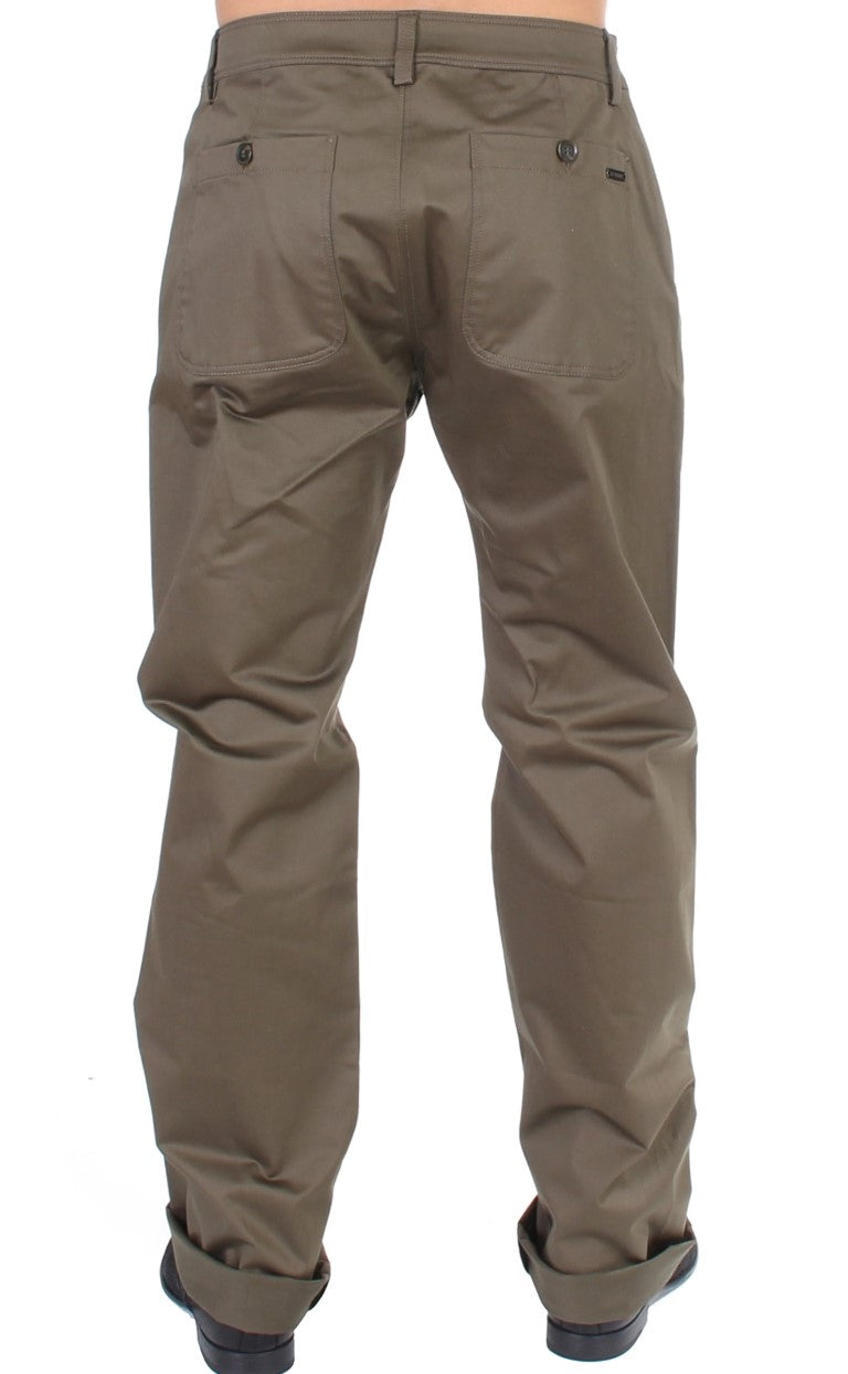 GF Ferre Green Cotton Stretch Pants