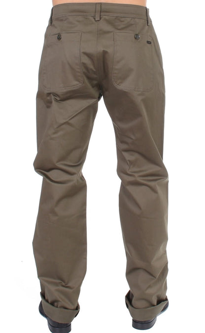GF Ferre Green Cotton Stretch Pants