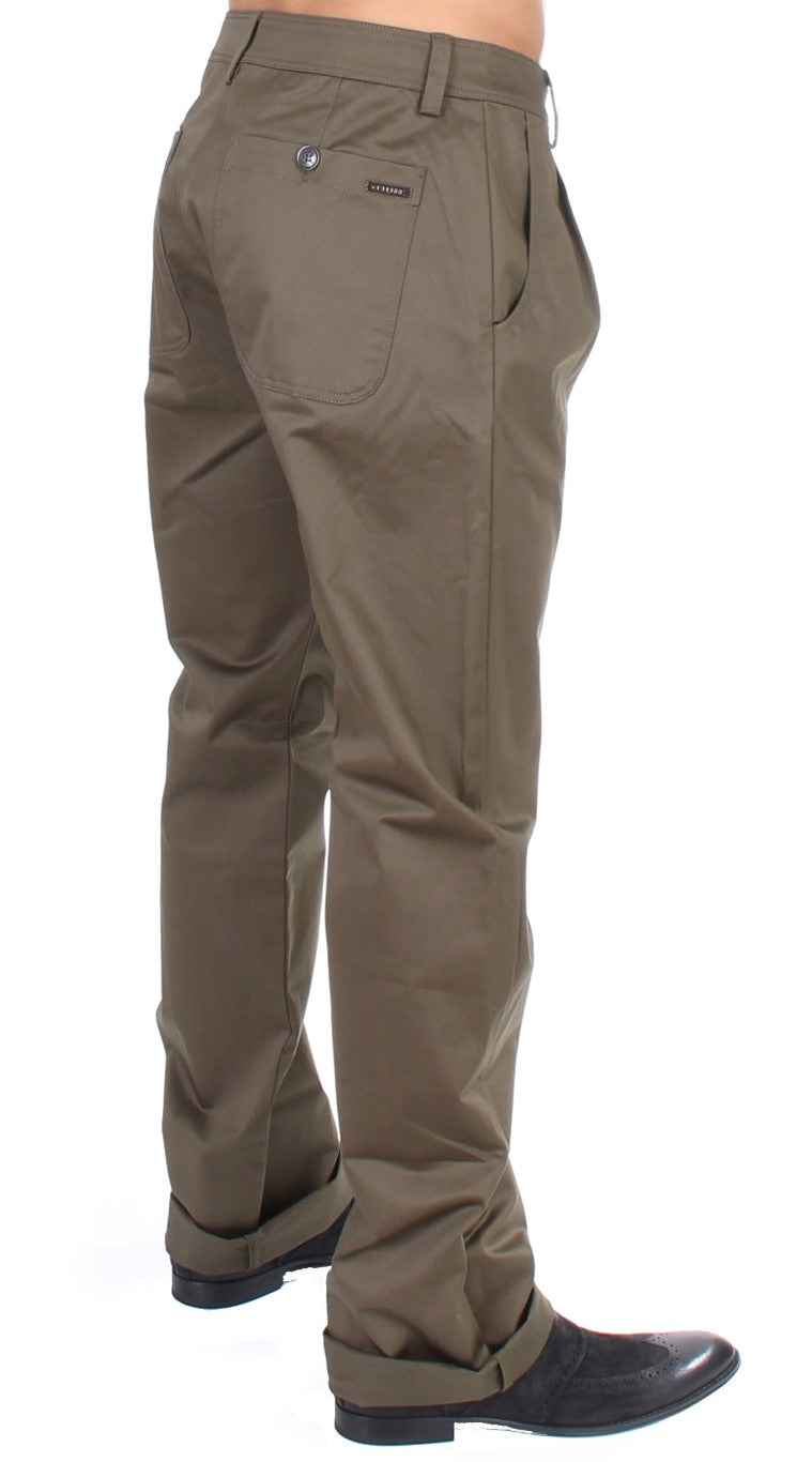 GF Ferre Green Cotton Stretch Pants