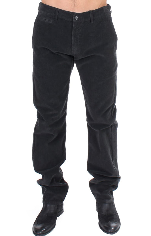 GF Ferre black cotton corduroy straight fit pants