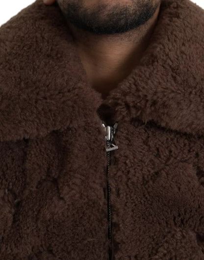 Bottega Veneta Brown Fur Lamb Shearling Coat Jacket