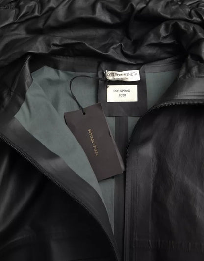 Bottega Veneta Black Leather Hooded Men Trenchcoat Jacket