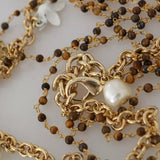 Dolce & Gabbana Gold Sky SP  Brass Crystal Floral Statement Charms Necklace