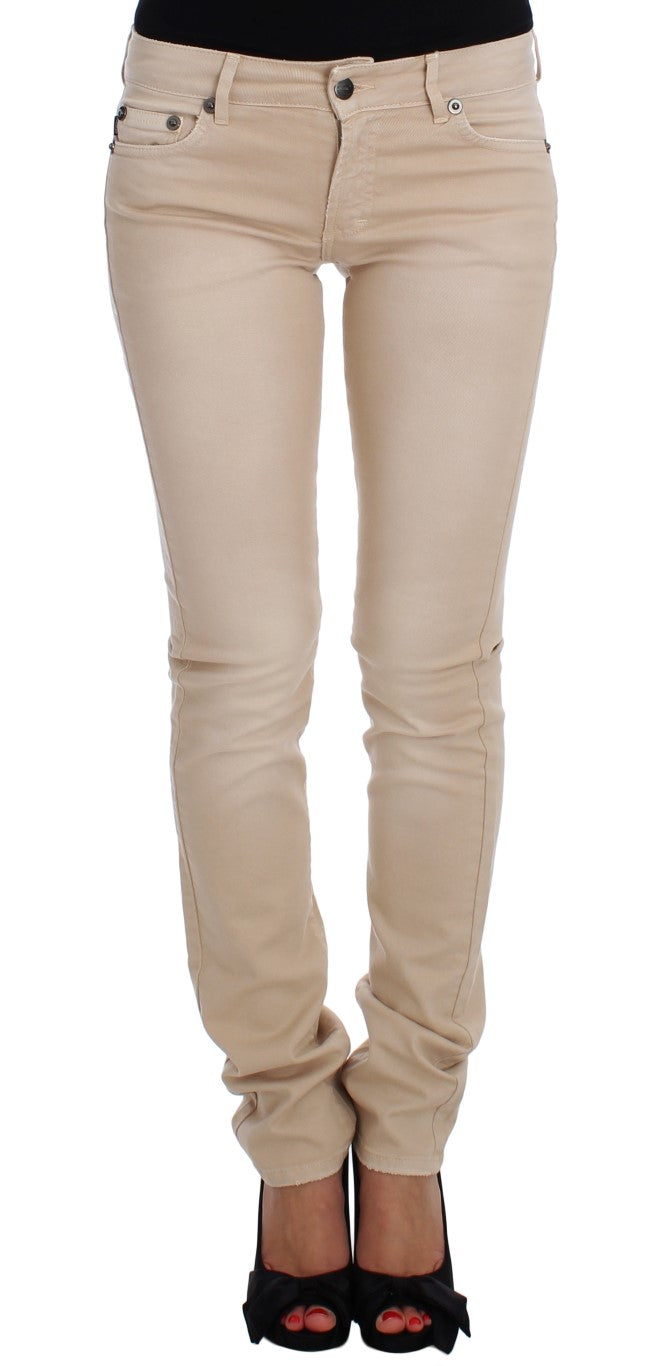 Just Cavalli White Diamond beige wash cotton stretch jeans