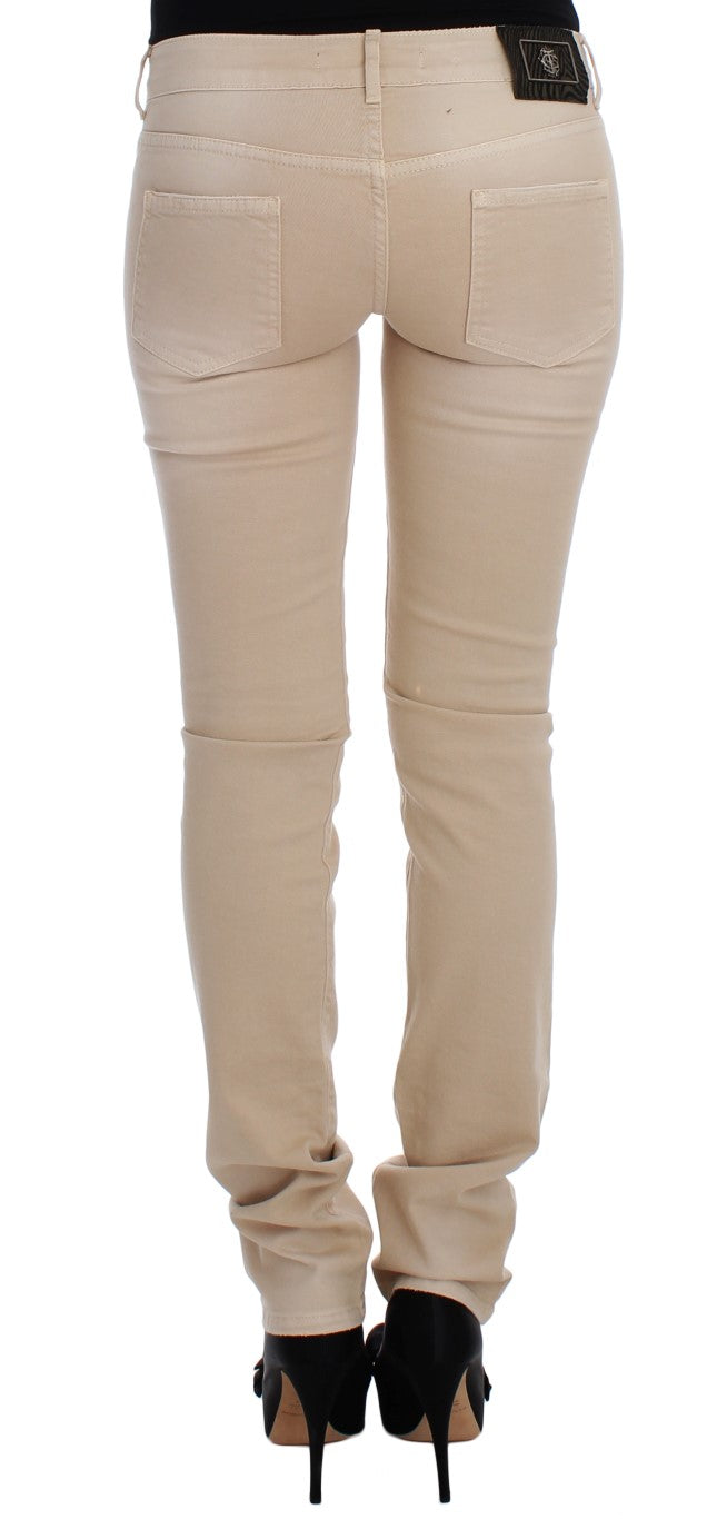 Just Cavalli White Diamond beige wash cotton stretch jeans