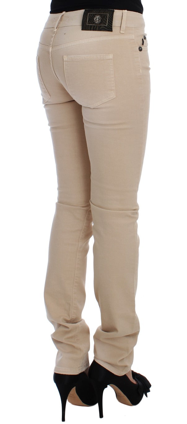 Just Cavalli White Diamond beige wash cotton stretch jeans