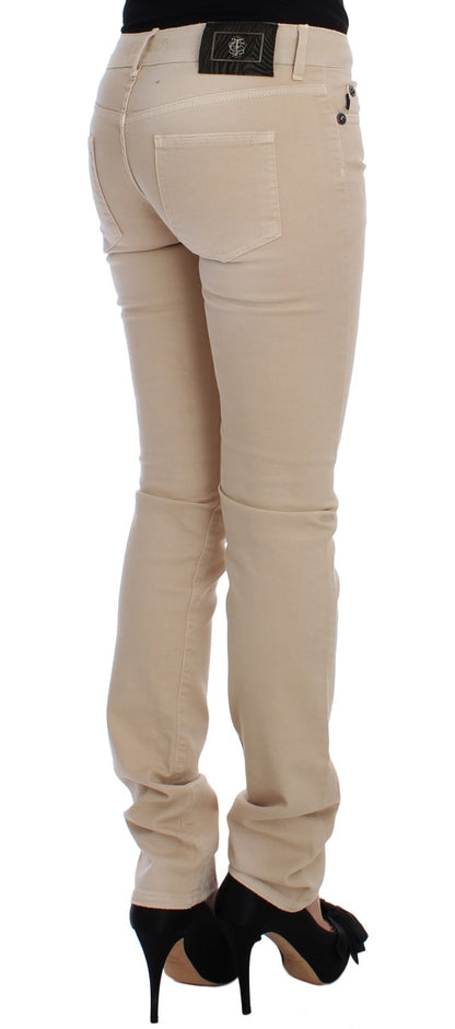 Just Cavalli White Diamond beige wash cotton stretch jeans