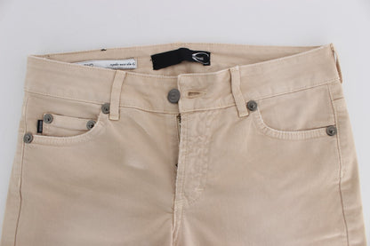 Just Cavalli White Diamond beige wash cotton stretch jeans