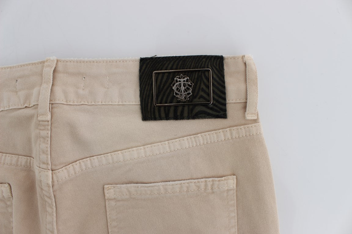 Just Cavalli White Diamond beige wash cotton stretch jeans