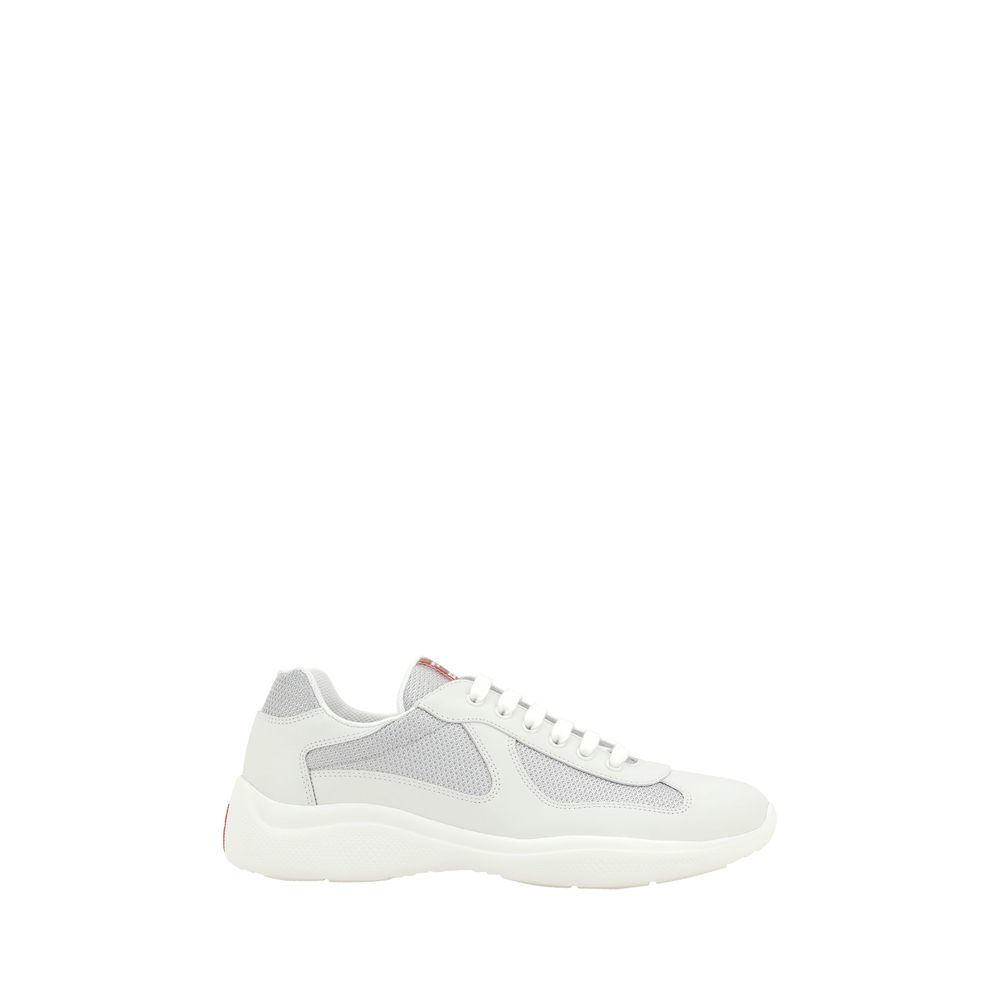 White Prada America’s low top sneakers in leather and polyamide