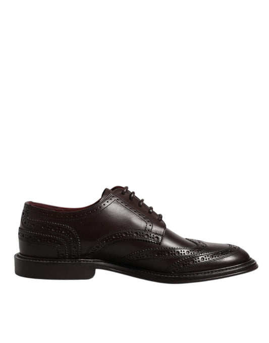 Brown Dolce & Gabbana leather derby wingtip shoes