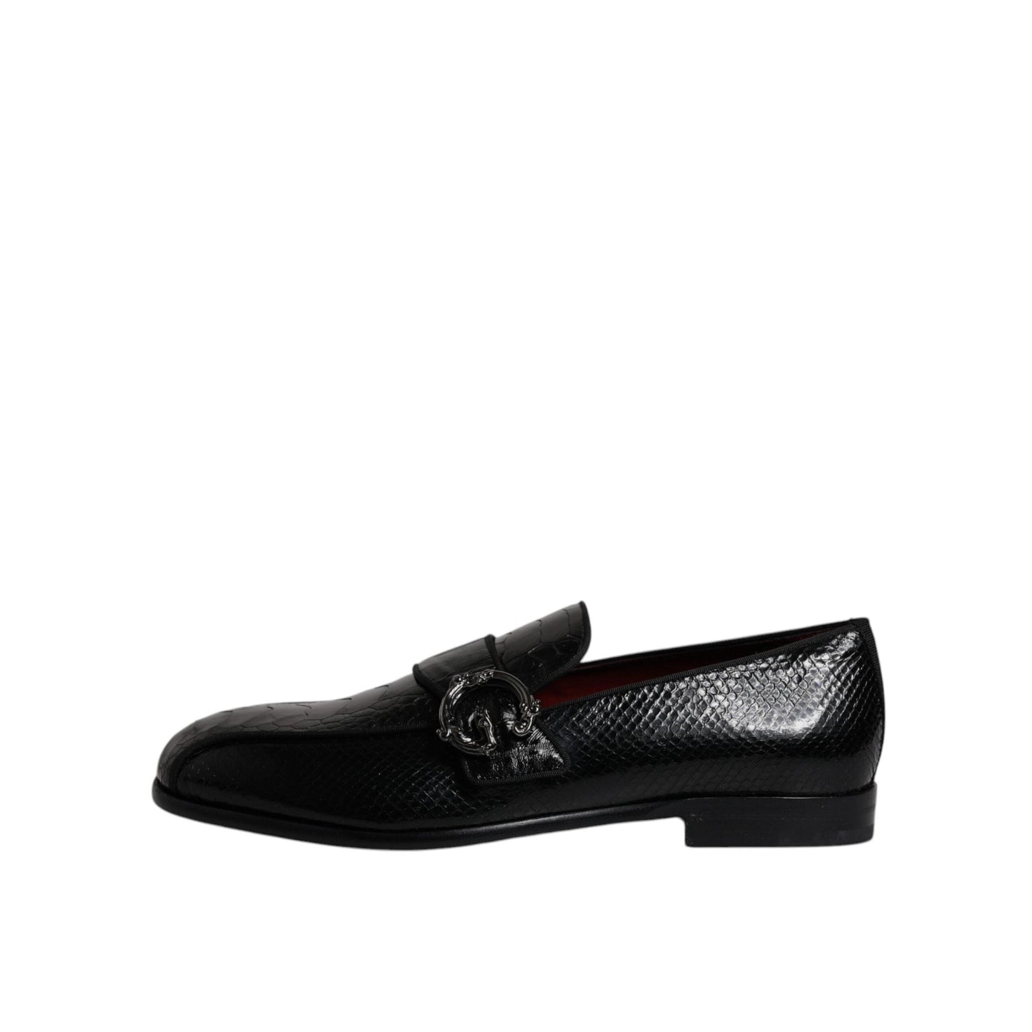 Dolce & Gabbana Black Exotic Leather DG Logo Loafers Formal Dress Shoes