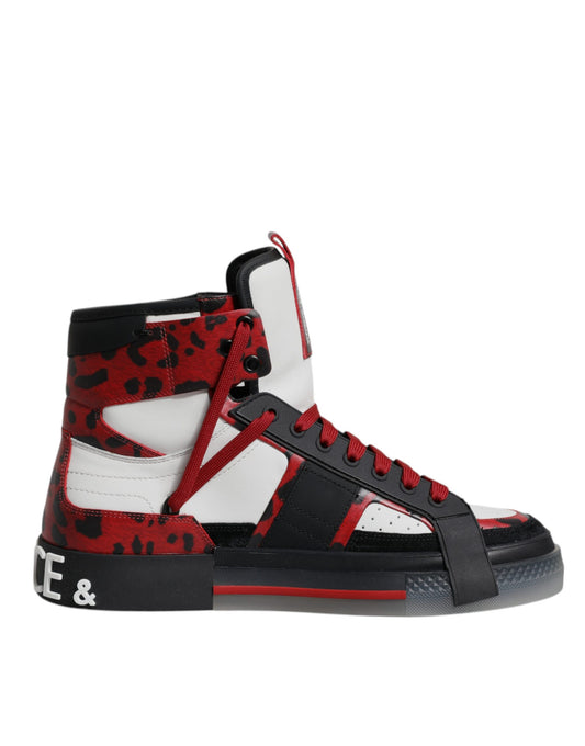 Dolce &amp; Gabbana Multicolor Leather High Top Sneakers Shoes