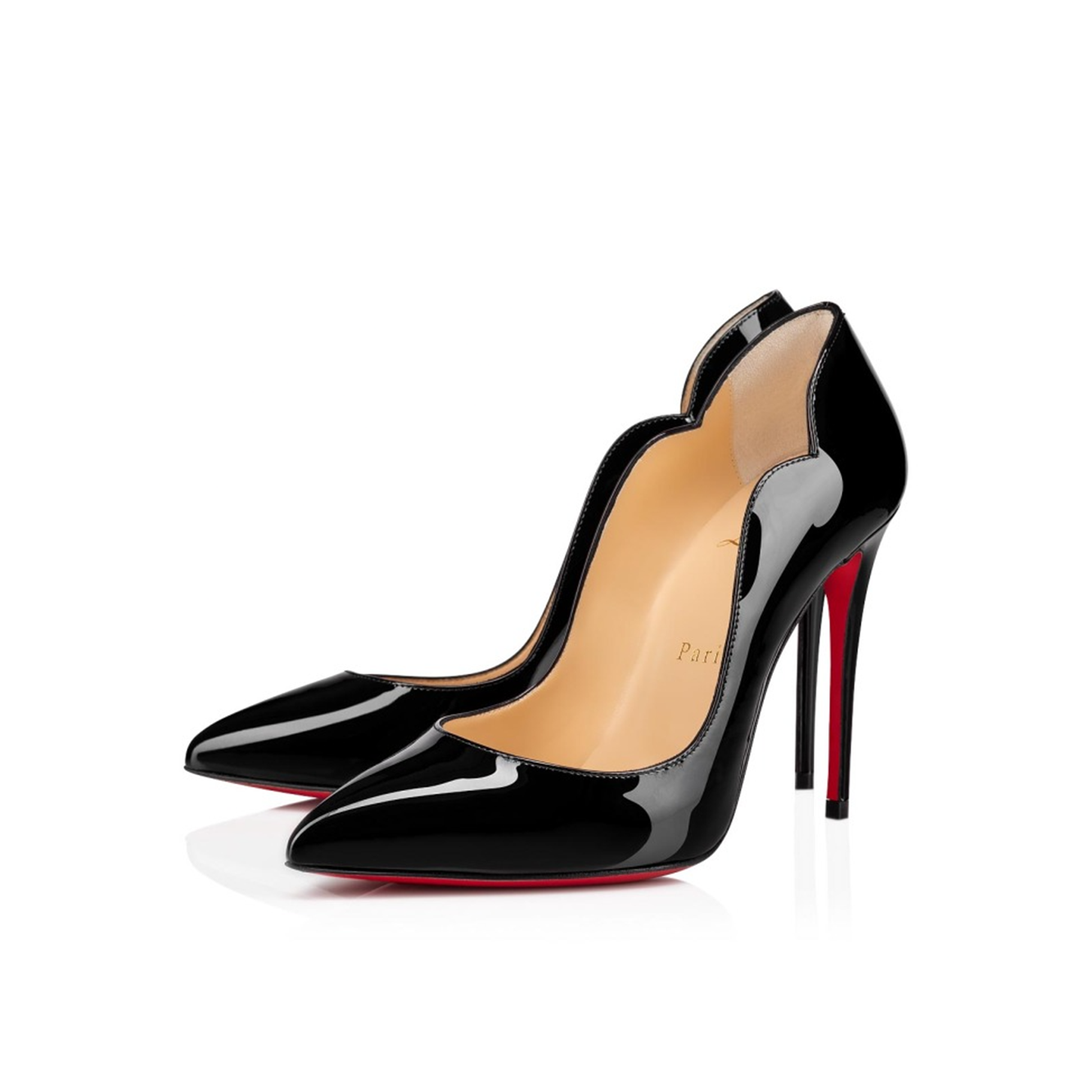 Christian Louboutin Black Patent Leather Hot Chick Pumps 100
