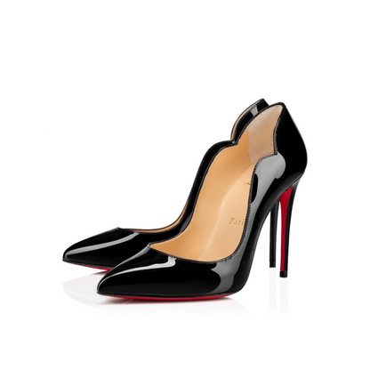 Christian Louboutin Black Patent Leather Hot Chick Pumps 100
