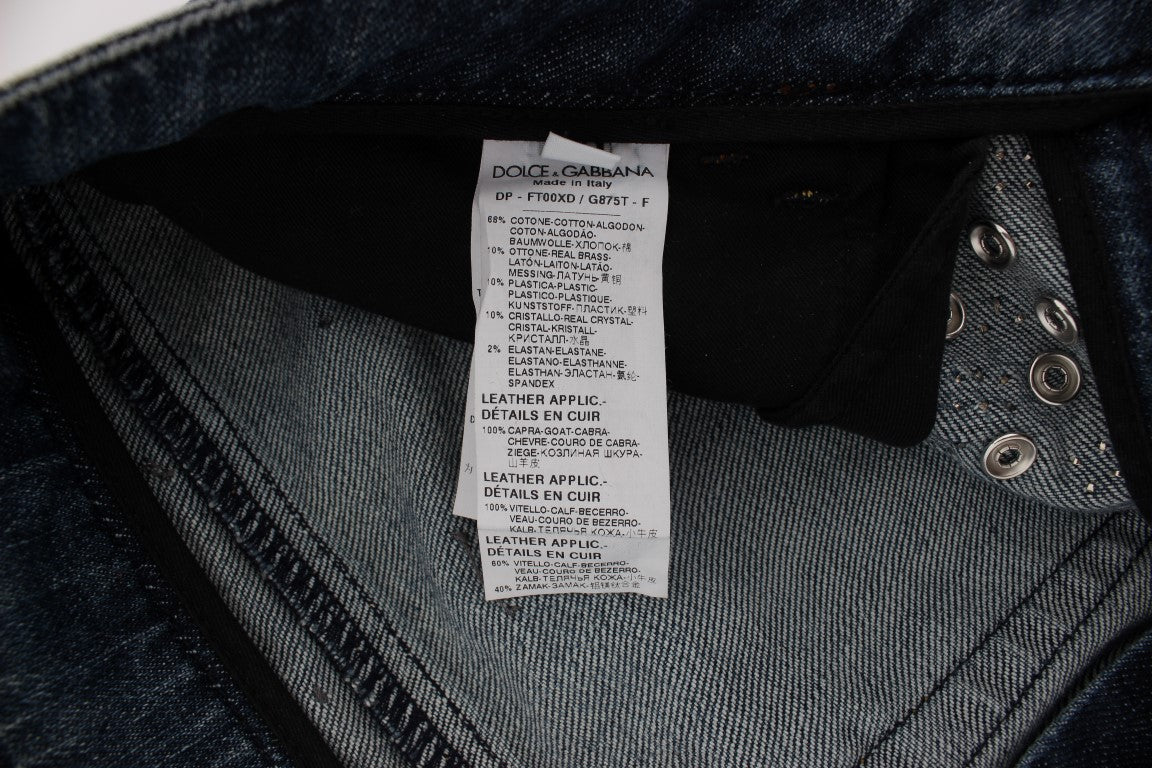 Dolce & Gabbana light blue cotton jeans with crystal embellishment